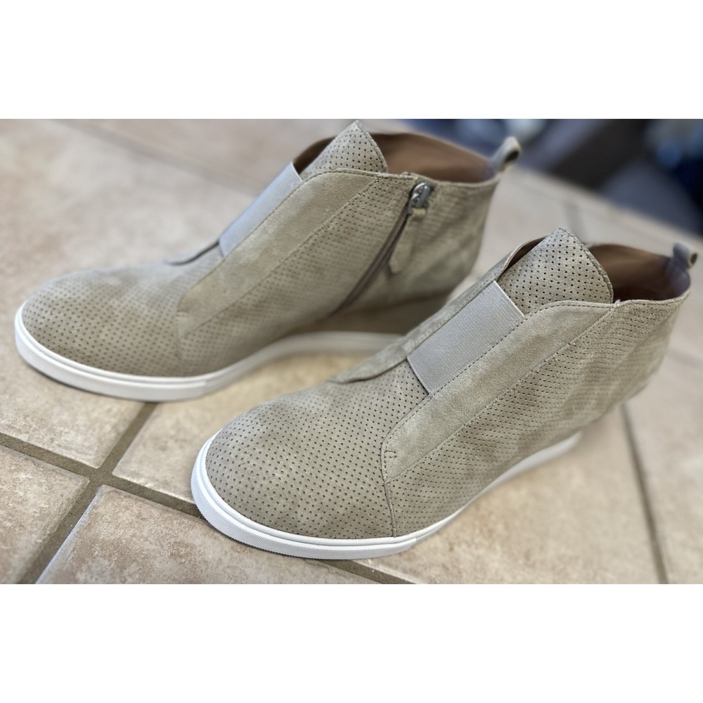Linea Paolo Womens Gray Leather Anna Wedge‎ Heel Ankle Booties Size 9.5 M